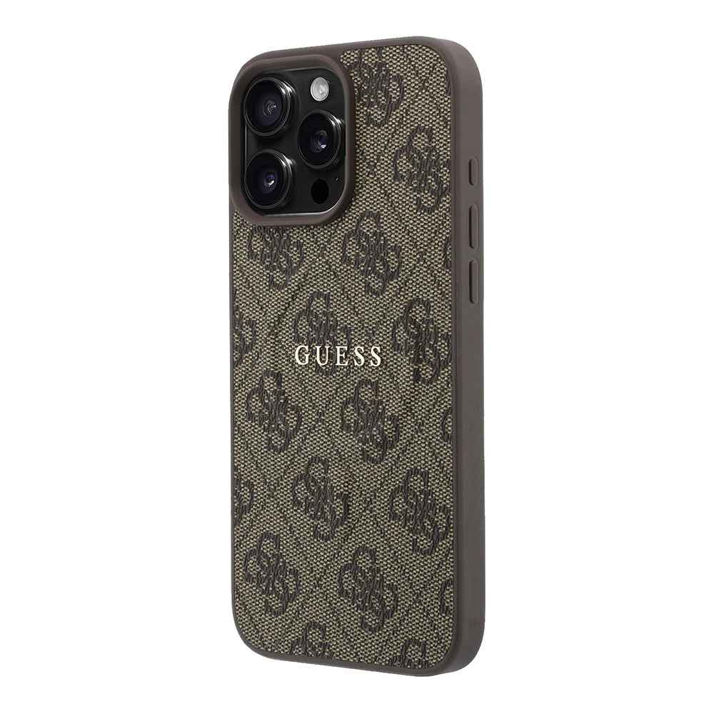 Apple iPhone 16 Pro Max Kılıf Guess Orjinal Lisanslı M-safe Kabartmalı 4G Desenli Yazı Logolu Kapak
