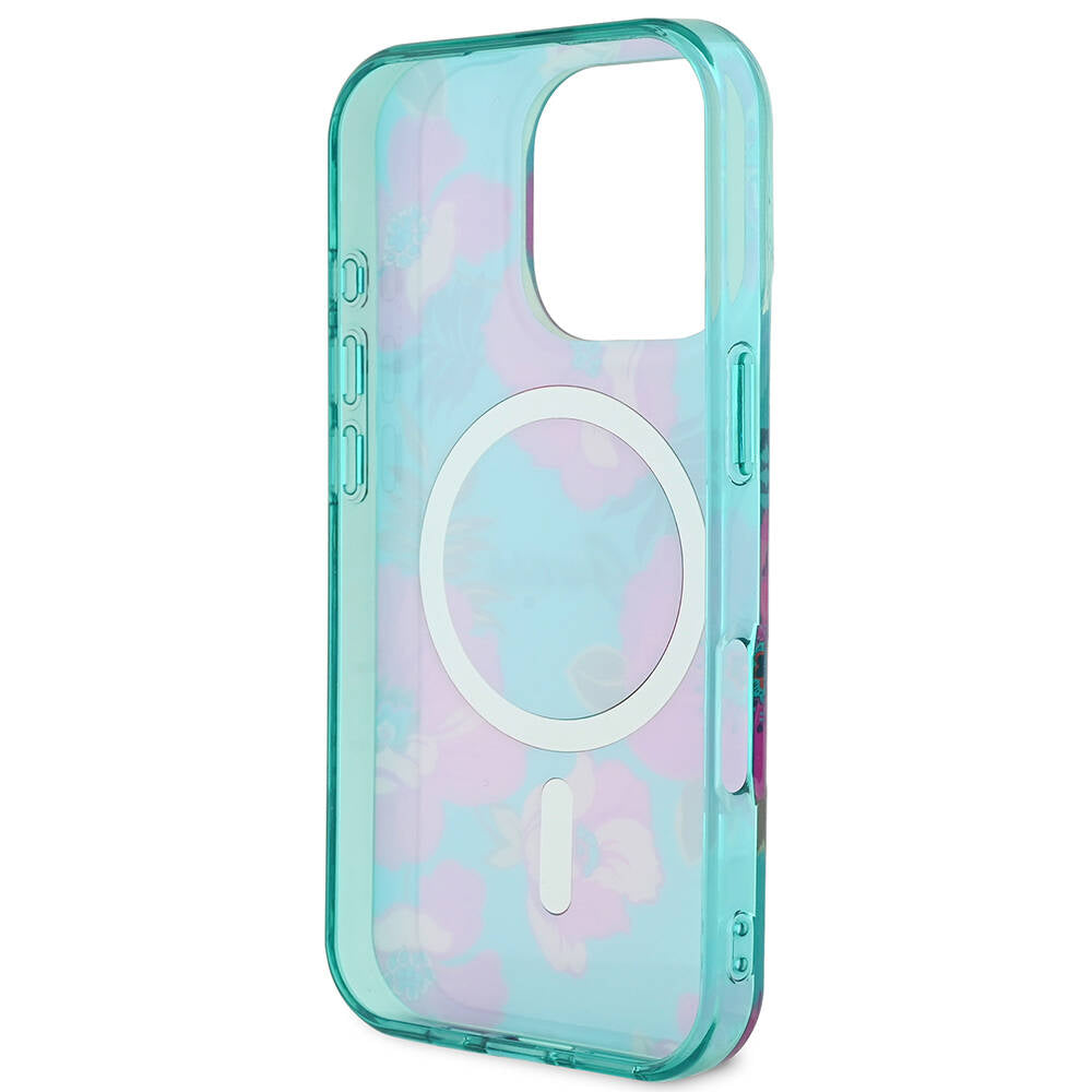 Apple iPhone 16 Pro Max Kılıf Guess Orjinal Lisanslı M-safe Şarj Özellikli Flower Tone On Tone Ring Kapak