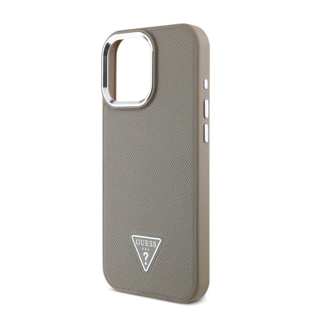 Apple iPhone 16 Pro Max Kılıf Guess Orjinal Lisanslı M-safe Şarj Özellikli Grained Triangle Kapak