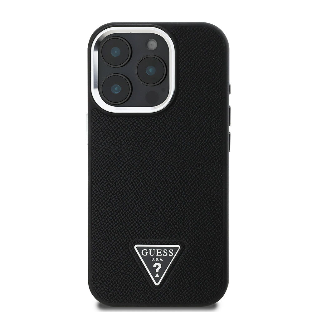 Apple iPhone 16 Pro Max Kılıf Guess Orjinal Lisanslı M-safe Şarj Özellikli Grained Triangle Kapak