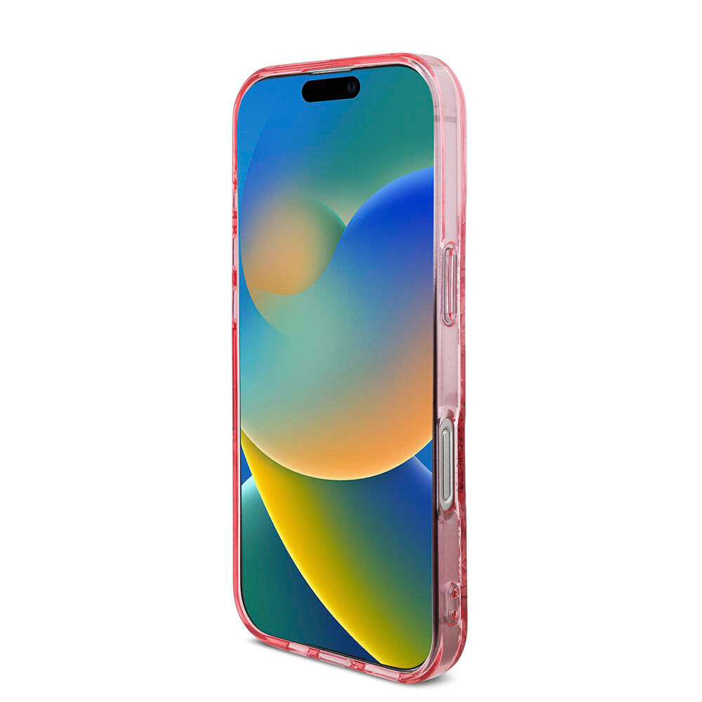 Apple iPhone 16 Pro Max Kılıf Guess Orjinal Lisanslı M-safe Şarj Özellikli IML Baskılı Çiçek İnci Bileklikli Kapak