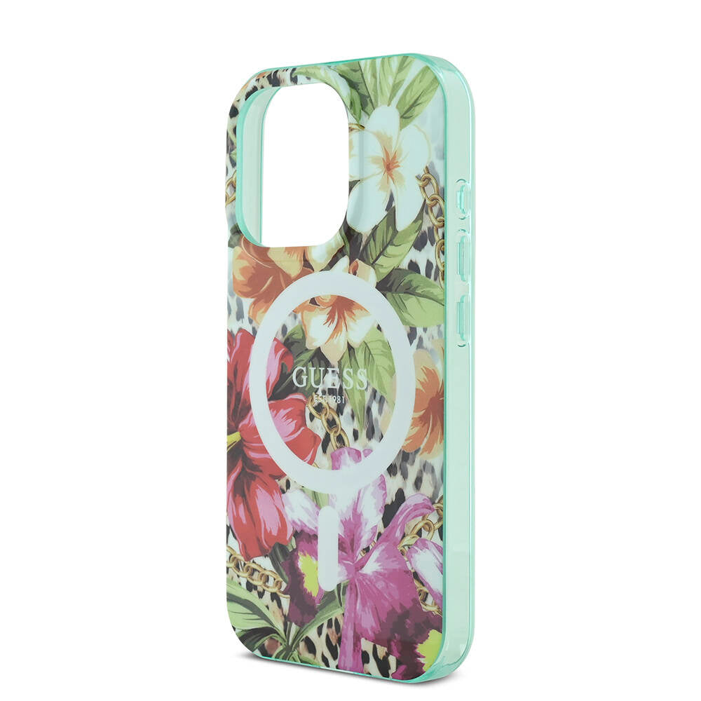 Apple iPhone 16 Pro Max Kılıf Guess Orjinal Lisanslı M-safe Şarj Özellikli IML Baskılı Jungle Ring Kapak