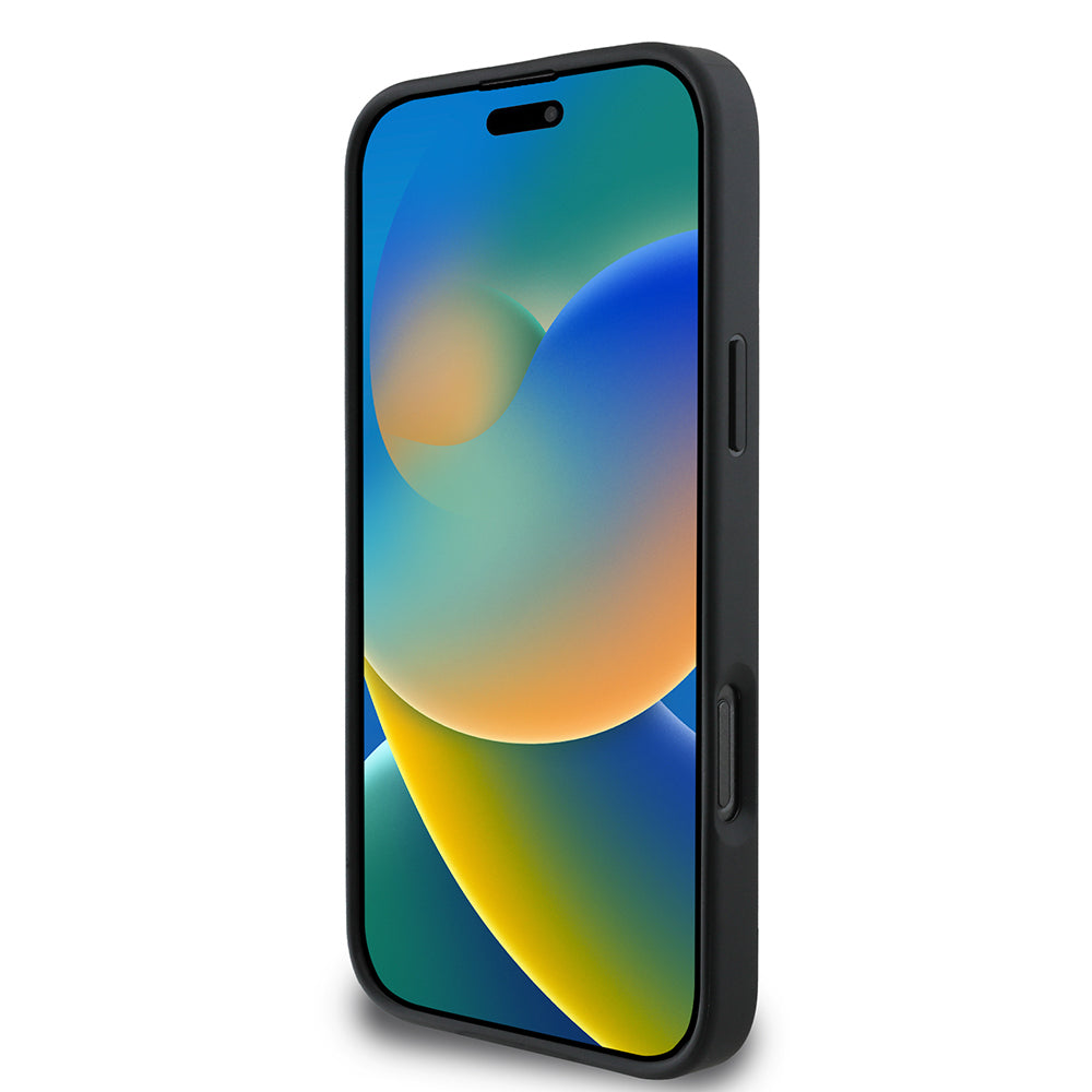 Apple iPhone 16 Pro Max Kılıf Guess Orjinal Lisanslı M-safe Şarj Özellikli PU Üçgen Logo 4G Desenli Kapak