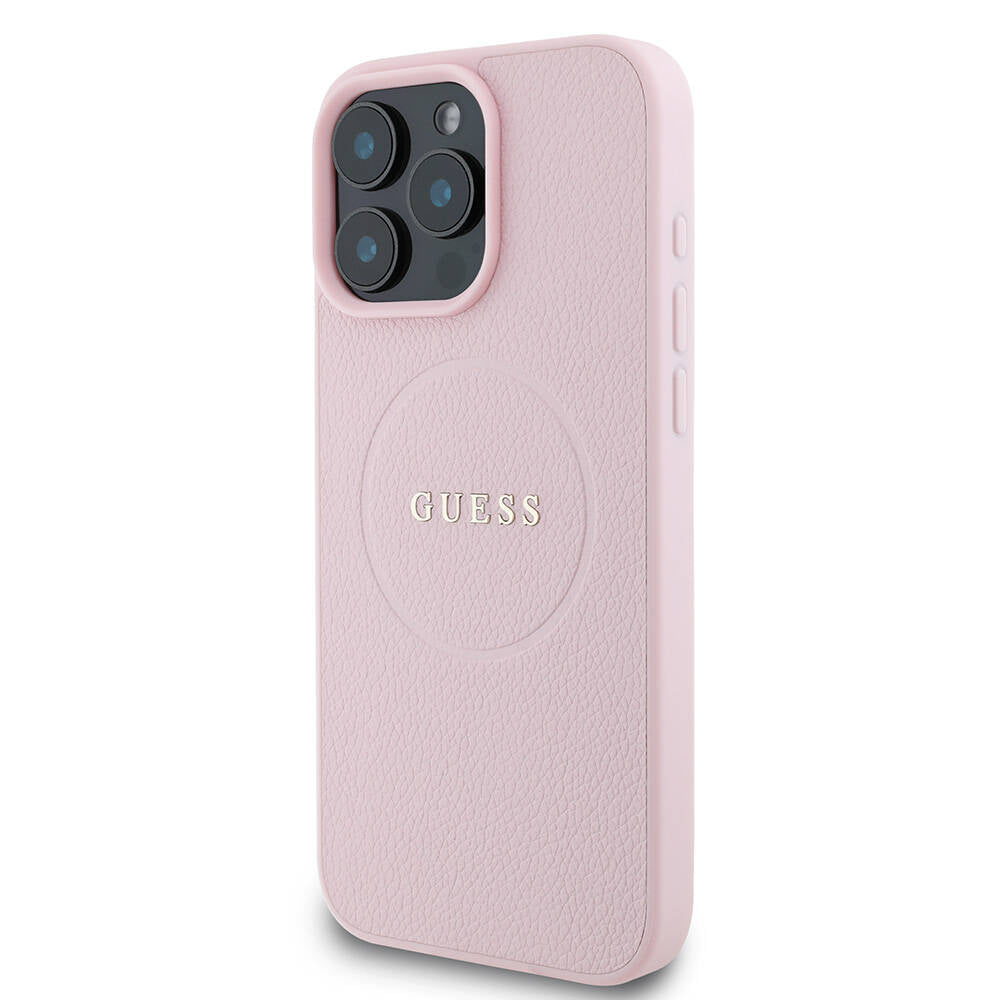 Apple iPhone 16 Pro Max Kılıf Guess Orjinal Lisanslı M-safe Şarj Özellikli Yazı Logolu Grained Kapak