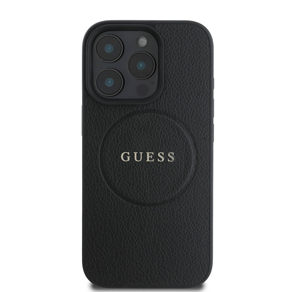 Apple iPhone 16 Pro Max Kılıf Guess Orjinal Lisanslı M-safe Şarj Özellikli Yazı Logolu Grained Kapak