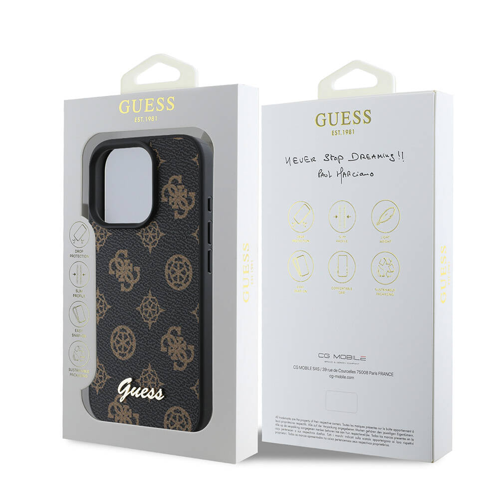 Apple iPhone 16 Pro Max Kılıf Guess Orjinal Lisanslı M-safe Şarj Özellikli Yazı Logolu Peony Kapak