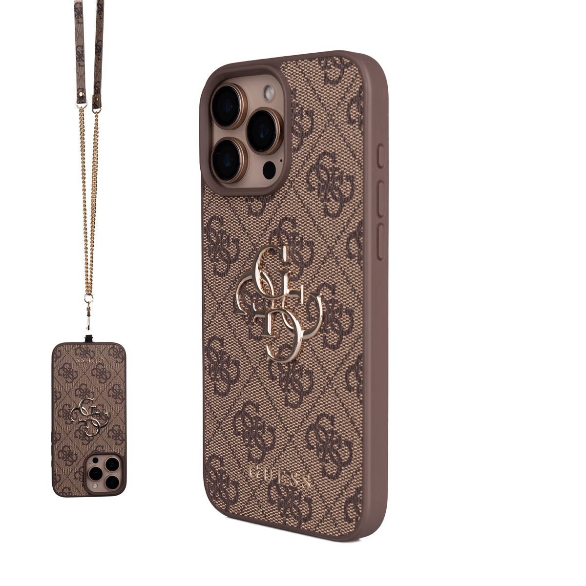 Apple iPhone 16 Pro Max Kılıf Guess Orjinal Lisanslı PU Deri 4G Büyük Metal Logolu Çapraz Vücut Askılı Kapak