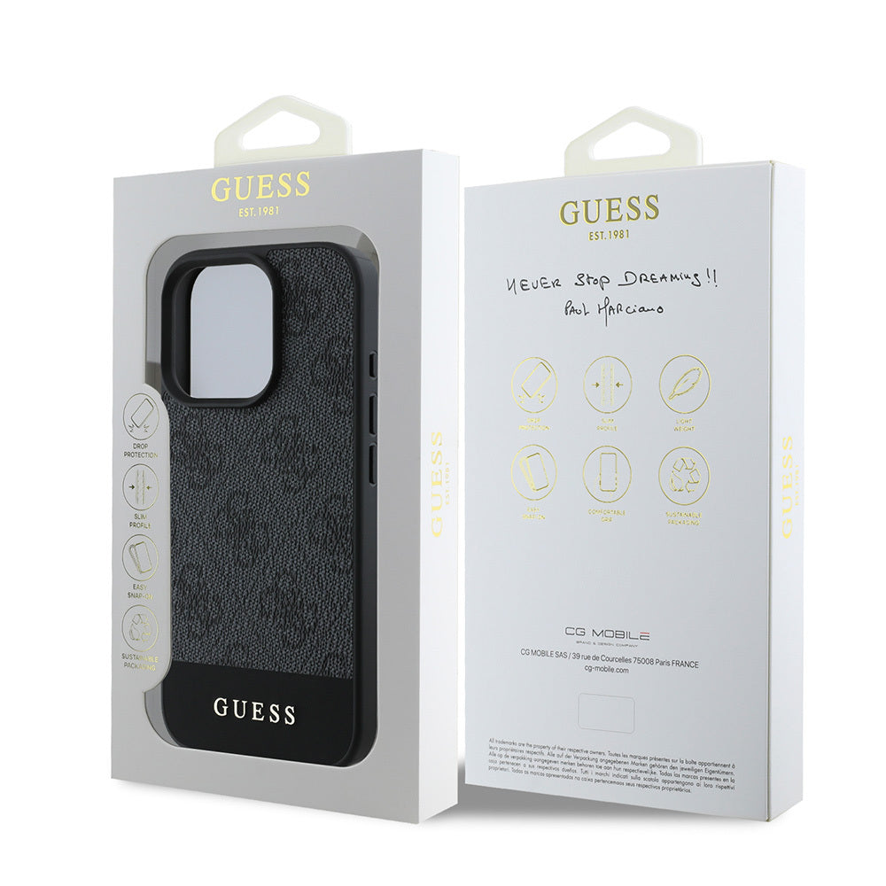 Apple iPhone 16 Pro Max Kılıf Guess Orjinal Lisanslı PU Deri Şerit Logo Dizaynlı Kapak