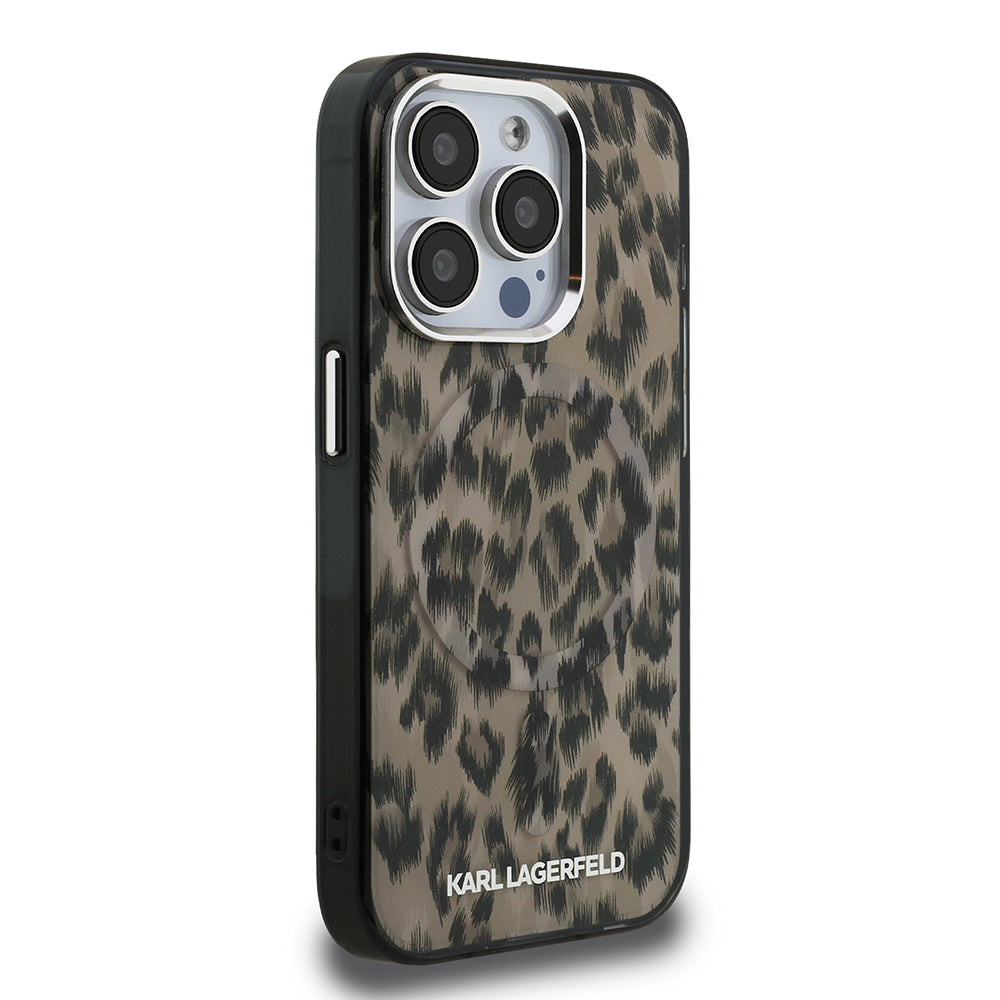 Apple iPhone 16 Pro Max Kılıf Karl Lagerfeld Orjinal Lisanslı IML Leopar Baskılı Kapak