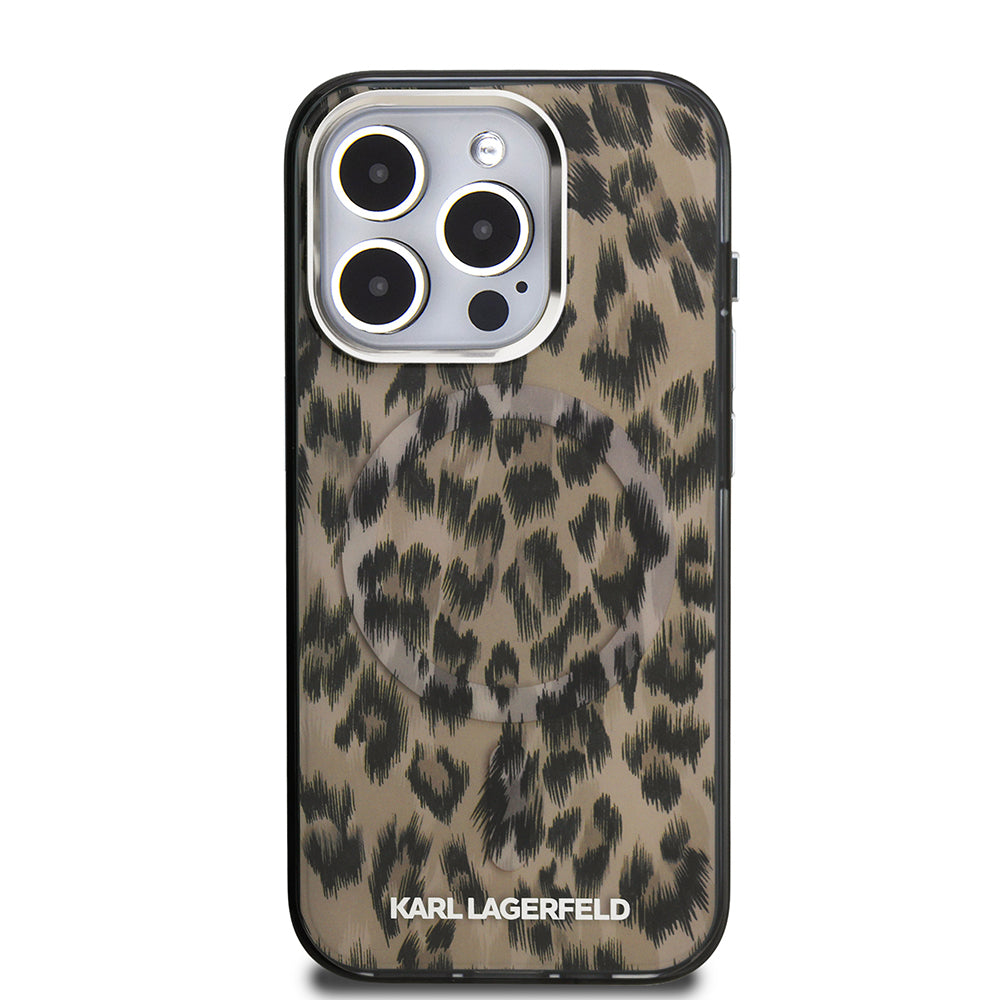 Apple iPhone 16 Pro Max Kılıf Karl Lagerfeld Orjinal Lisanslı IML Leopar Baskılı Kapak