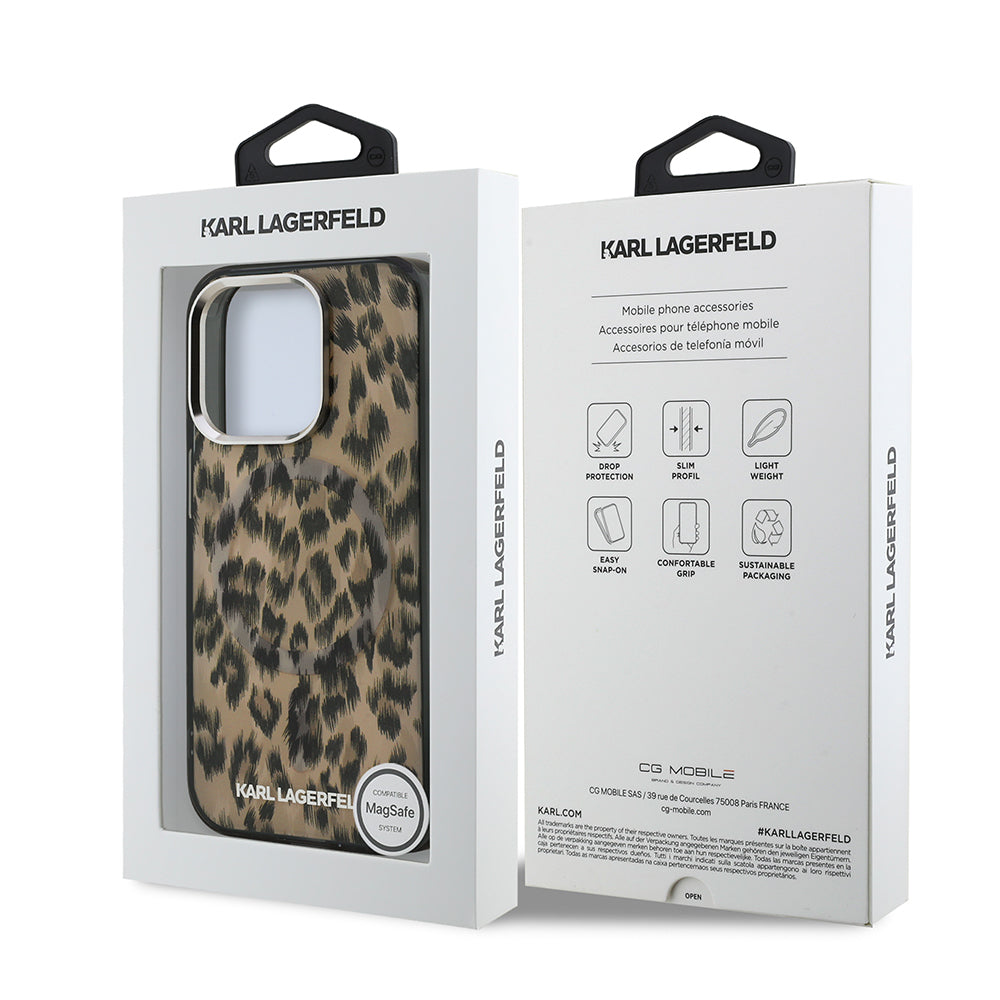 Apple iPhone 16 Pro Max Kılıf Karl Lagerfeld Orjinal Lisanslı IML Leopar Baskılı Kapak