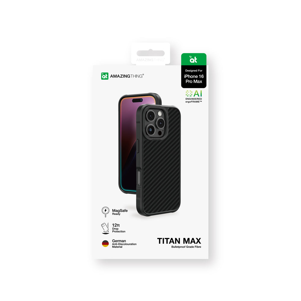 Apple iPhone 16 Pro Max Kılıf M-safe Şarj Özellikli 600D Aramid Fiber Amazingthing Titan Max Serisi Kapak
