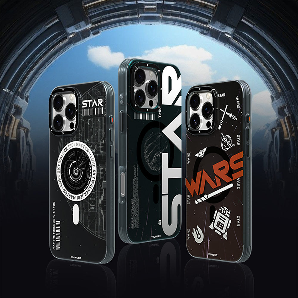 Apple iPhone 16 Pro Max Kılıf M-safe Şarj Özellikli Airbagli Hologram Tasarımlı Youngkit Interstellar Serisi Kapak