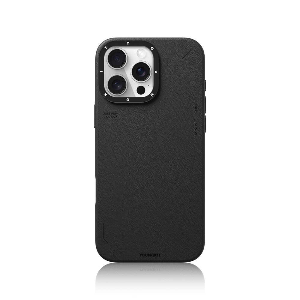 Apple iPhone 16 Pro Max Kılıf M-safe Şarj Özellikli Basit Mat Deri Desenli Youngkit Tech Fashion Serisi Kapak