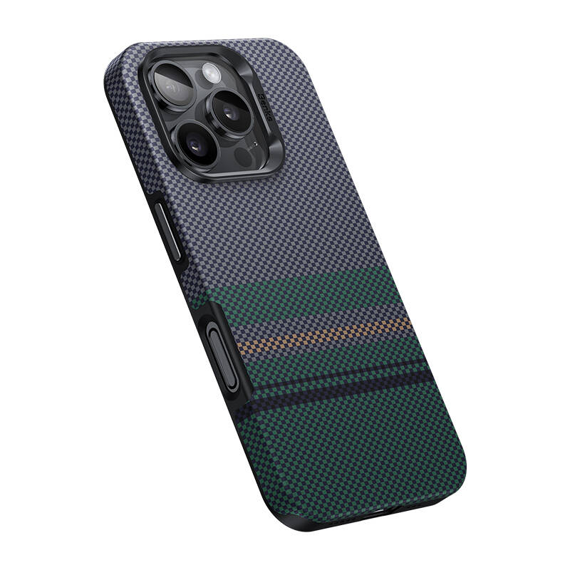 Apple iPhone 16 Pro Max Kılıf M-safe Şarj Özellikli Karbon Fiber Tasarımlı Benks Aurora ArmorPro Kevlar Kapak