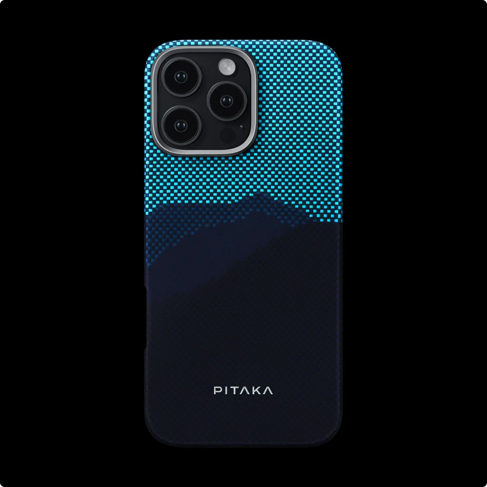 Apple iPhone 16 Pro Max Kılıf M-safe Şarj Özellikli Lumintex Teknolojili Fosforlu Özellikli Aramid Fiber Pitaka Tactile Woven Starpeak Serisi Over The Horizon Kapak