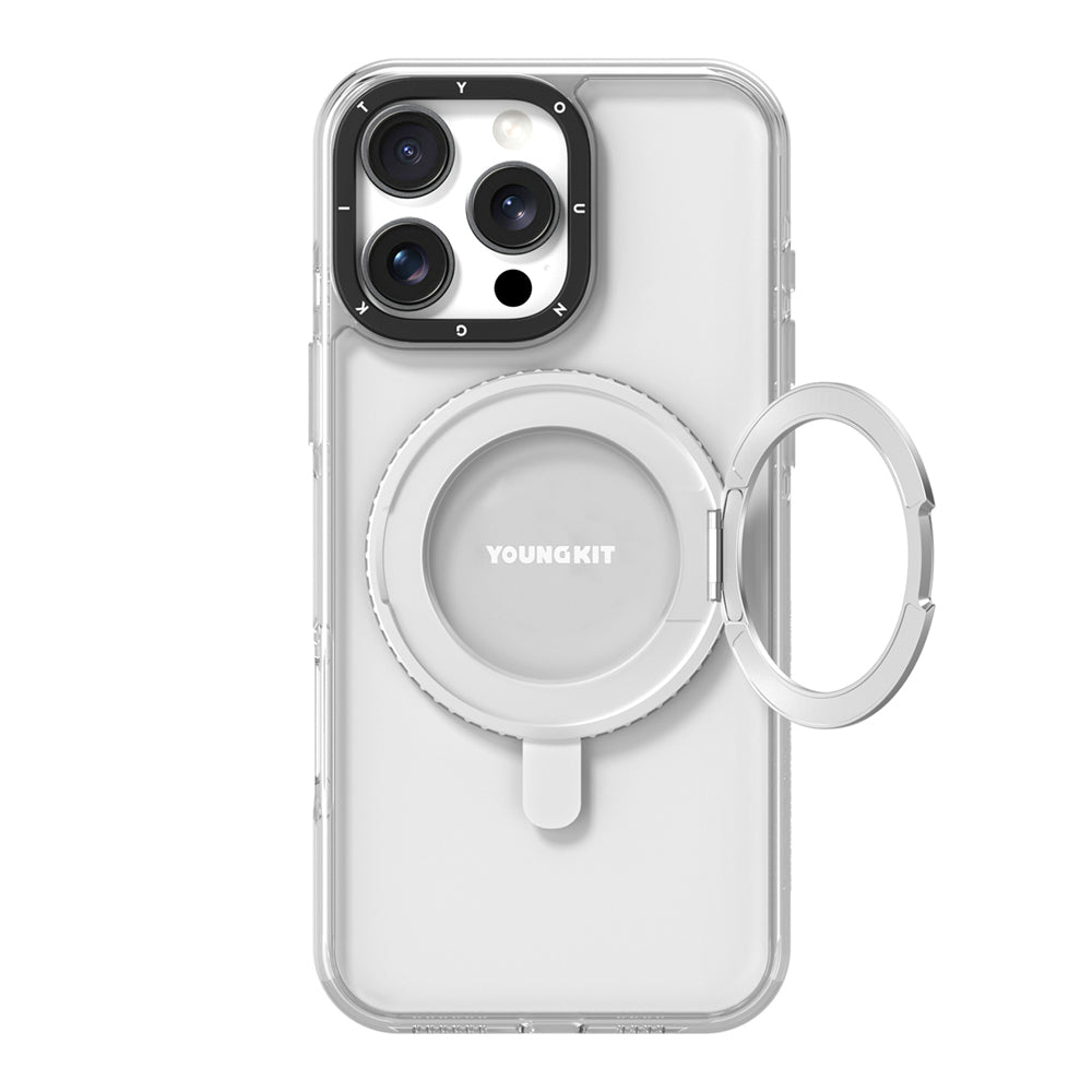 Apple iPhone 16 Pro Max Kılıf M-safe Şarj Özellikli Parmak Ring Standlı Youngkit Pivot Serisi Kapak