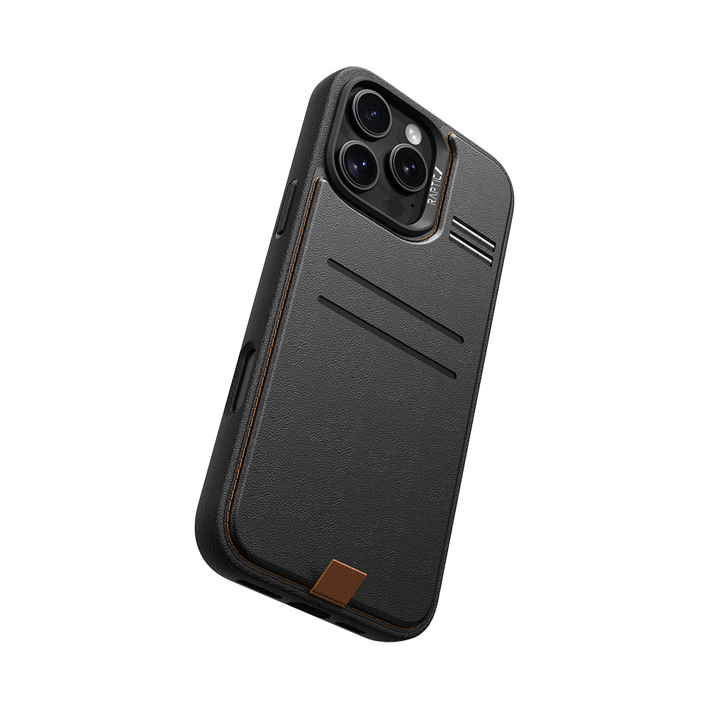 Apple iPhone 16 Pro Max Kılıf M-safe Şarj Özellikli Raptic Slim Wallet Serisi Deri Görünümlü Kartlıklı Standlı Kapak