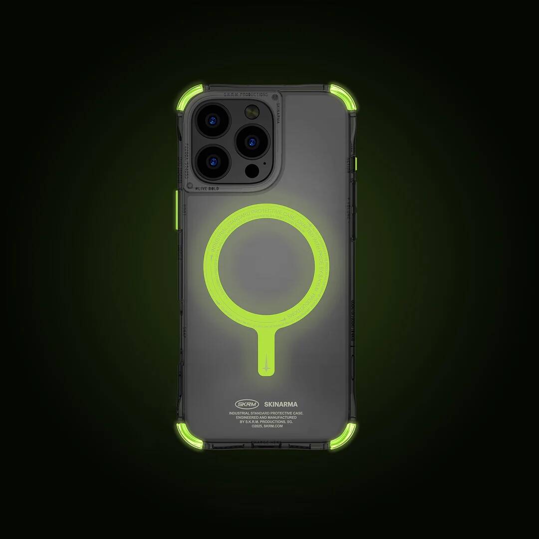 Apple iPhone 16 Pro Max Kılıf M-safe Şarj Özellikli Şeffaf Airbag Tasarımlı Skinarma Saido Nightglow Kapak