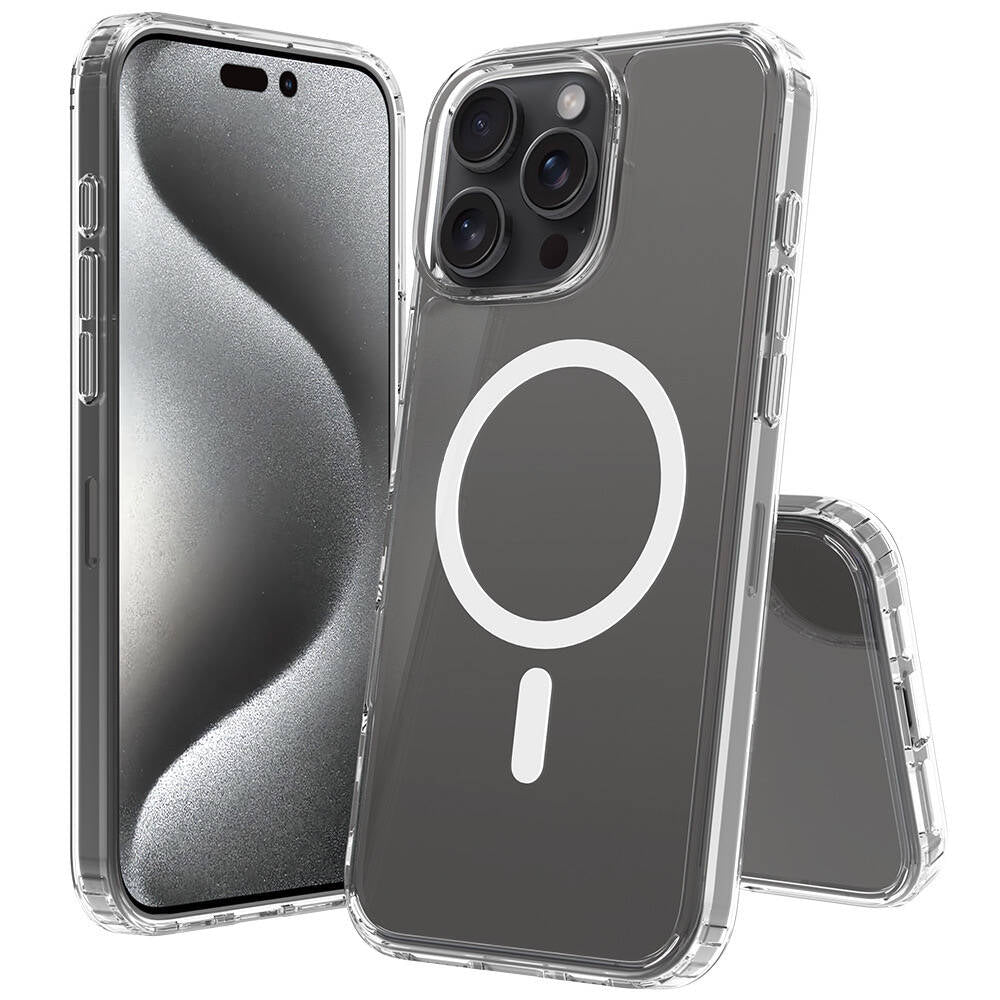 Apple iPhone 16 Pro Max Kılıf M-safe Şarj Özellikli Şeffaf Sert PC Zore Embos Kapak