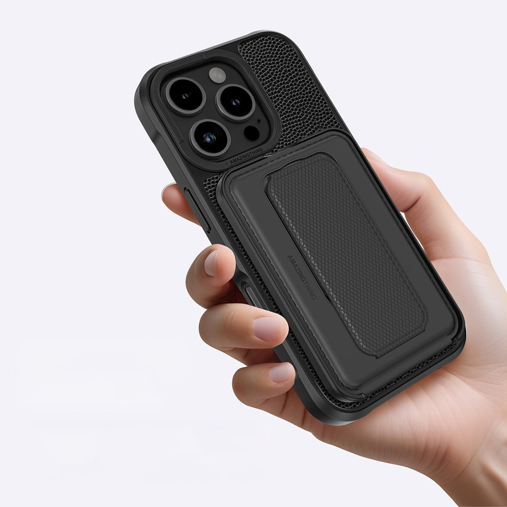 Apple iPhone 16 Pro Max Kılıf M-safe Şarj Özellikli Standlı Kartlıklı Set Amazingthing Glamour Luxe Serisi Kapak