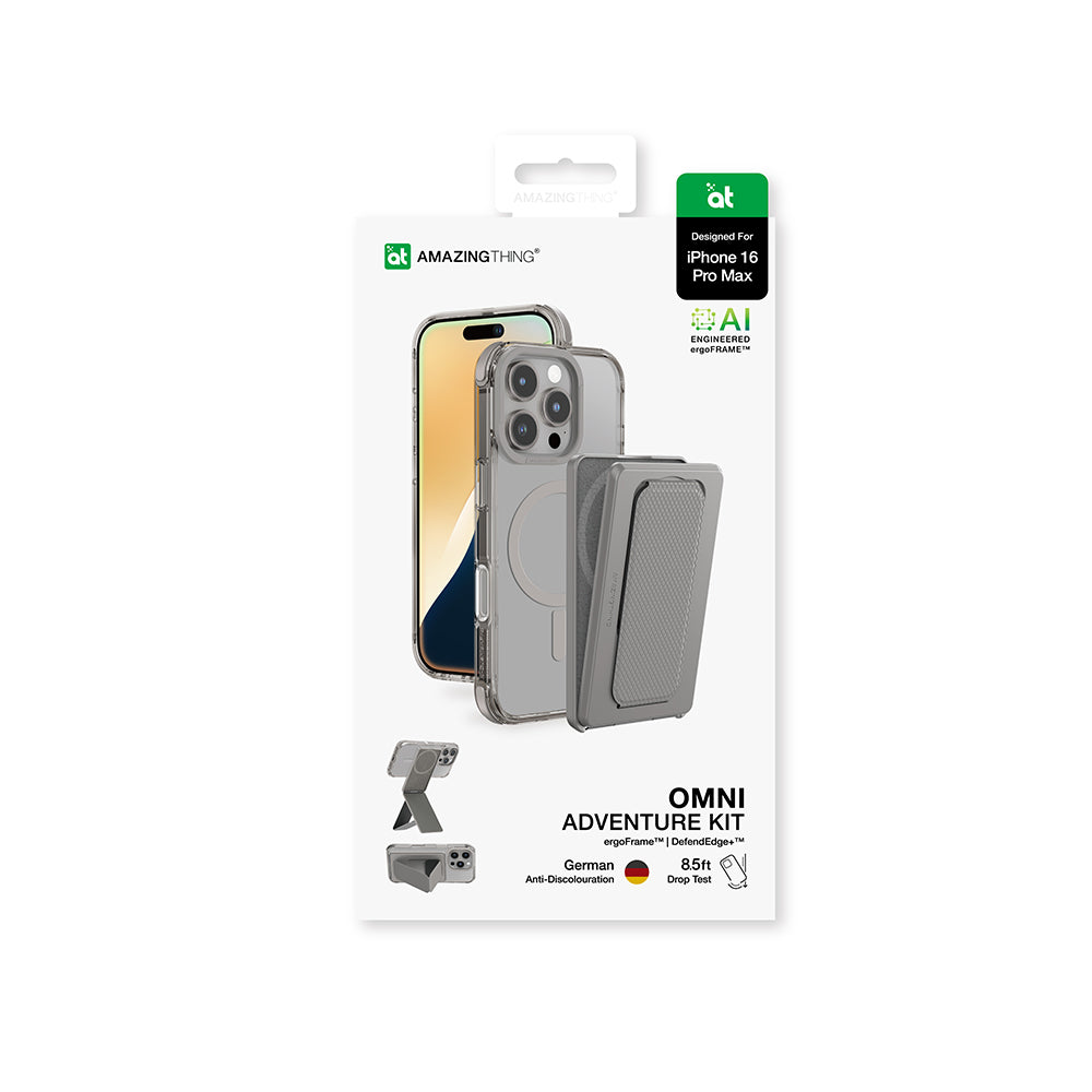 Apple iPhone 16 Pro Max Kılıf M-safe Şarj Özellikli Standlı Set Amazingthing Omni Adventure Serisi Kapak