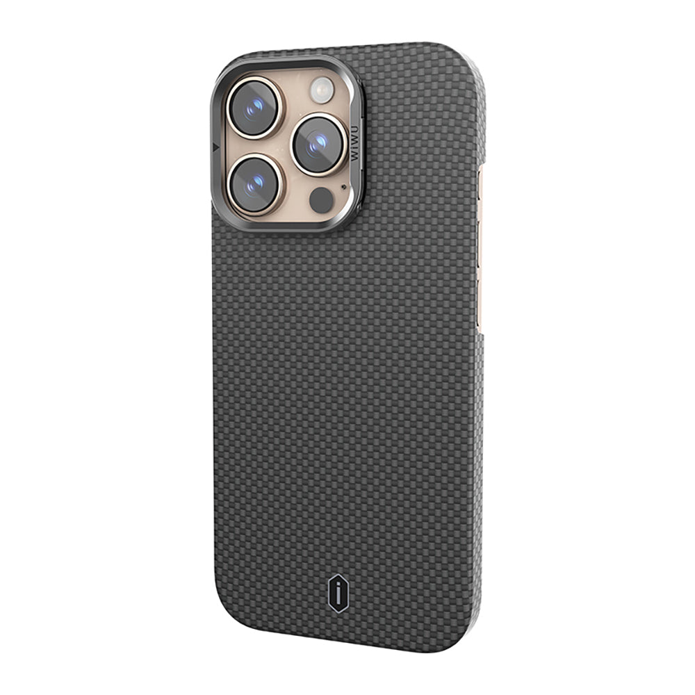 Apple iPhone 16 Pro Max Kılıf Wiwu DCC-208 M-safe Şarj Özellikli Kamera Standlı Aramid Fiber Tasarım Kevlar Kapak