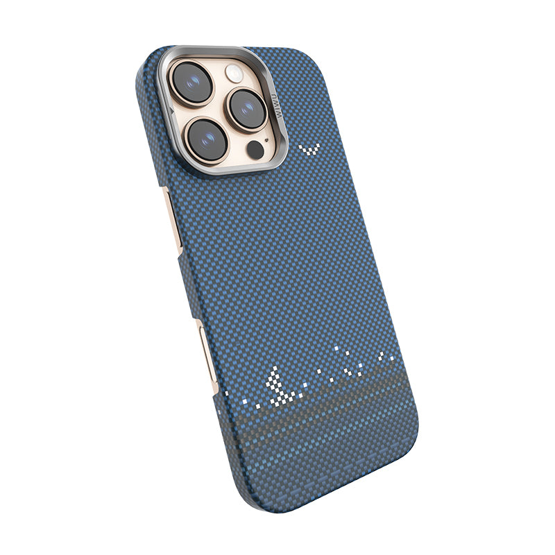 Apple iPhone 16 Pro Max Kılıf Wiwu DCC-209 M-safe Şarj Özellikli Kamera Standlı Aramid Fiber Tasarım Kevlar Kapak