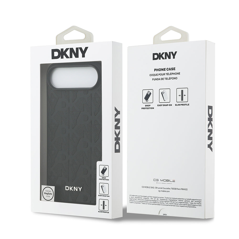 Apple iPhone 17 Air Kılıf DKNY Orjinal Lisanslı M-safe Şarj Özellikli 3D Yazılı Grid Pattern Kapak