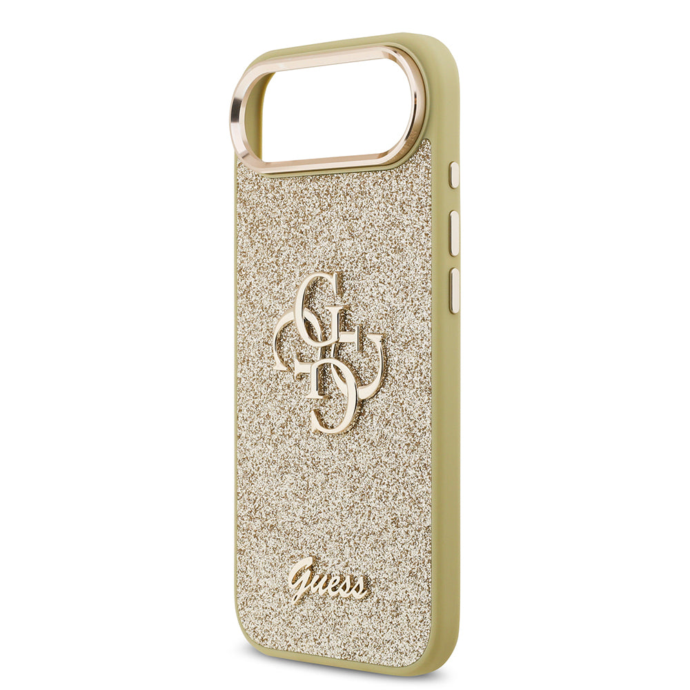 Apple iPhone 17 Air Kılıf Guess Orjinal Lisanslı 4G Büyük Metal Kamera Çerçeveli ve Logolu Glitter Kapak