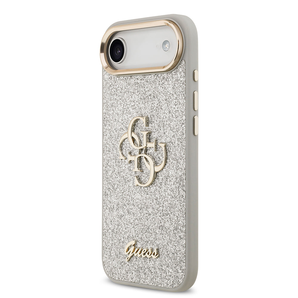 Apple iPhone 17 Air Kılıf Guess Orjinal Lisanslı 4G Büyük Metal Kamera Çerçeveli ve Logolu Glitter Kapak