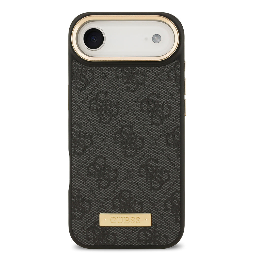 Apple iPhone 17 Air Kılıf Guess Orjinal Lisanslı M-safe Şarj Özellikli 4G Desenli PU Metal Plaka Klasik Logolu Kapak