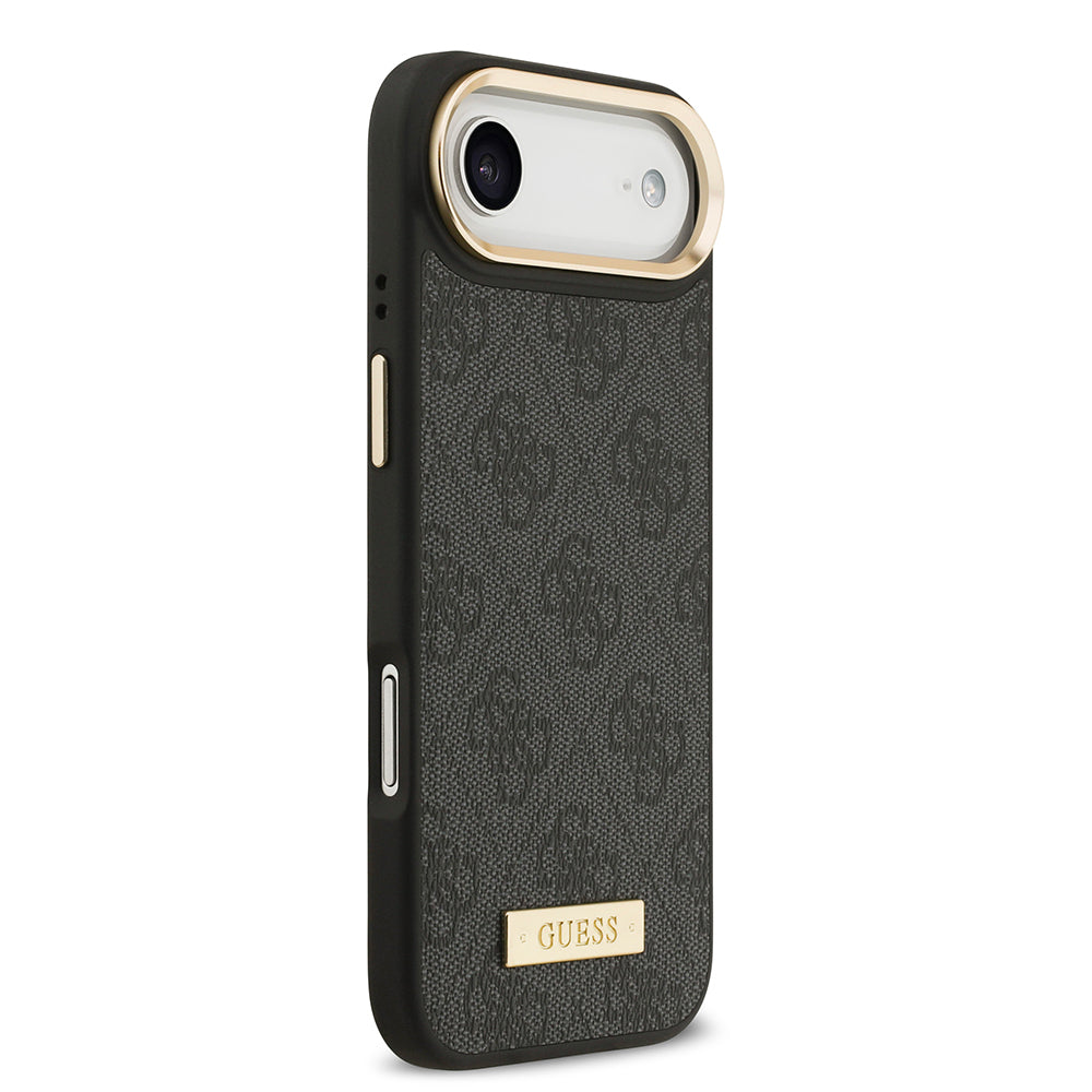 Apple iPhone 17 Air Kılıf Guess Orjinal Lisanslı M-safe Şarj Özellikli 4G Desenli PU Metal Plaka Klasik Logolu Kapak