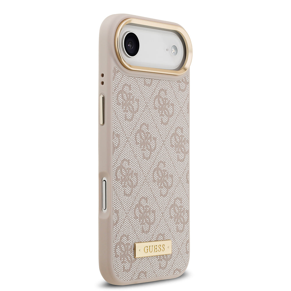 Apple iPhone 17 Air Kılıf Guess Orjinal Lisanslı M-safe Şarj Özellikli 4G Desenli PU Metal Plaka Klasik Logolu Kapak