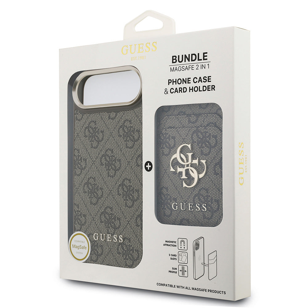 Apple iPhone 17 Air Kılıf Guess Orjinal Lisanslı M-safe Şarj Özellikli 4G Metal Büyük Logolu Kartlıklı Kapak
