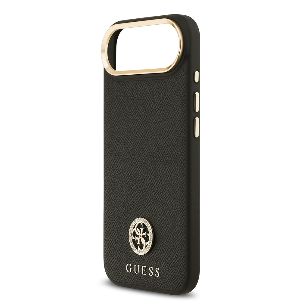 Apple iPhone 17 Air Kılıf Guess Orjinal Lisanslı M-safe Şarj Özellikli Grained Yazı ve Taşlı 4G Logolu Kapak