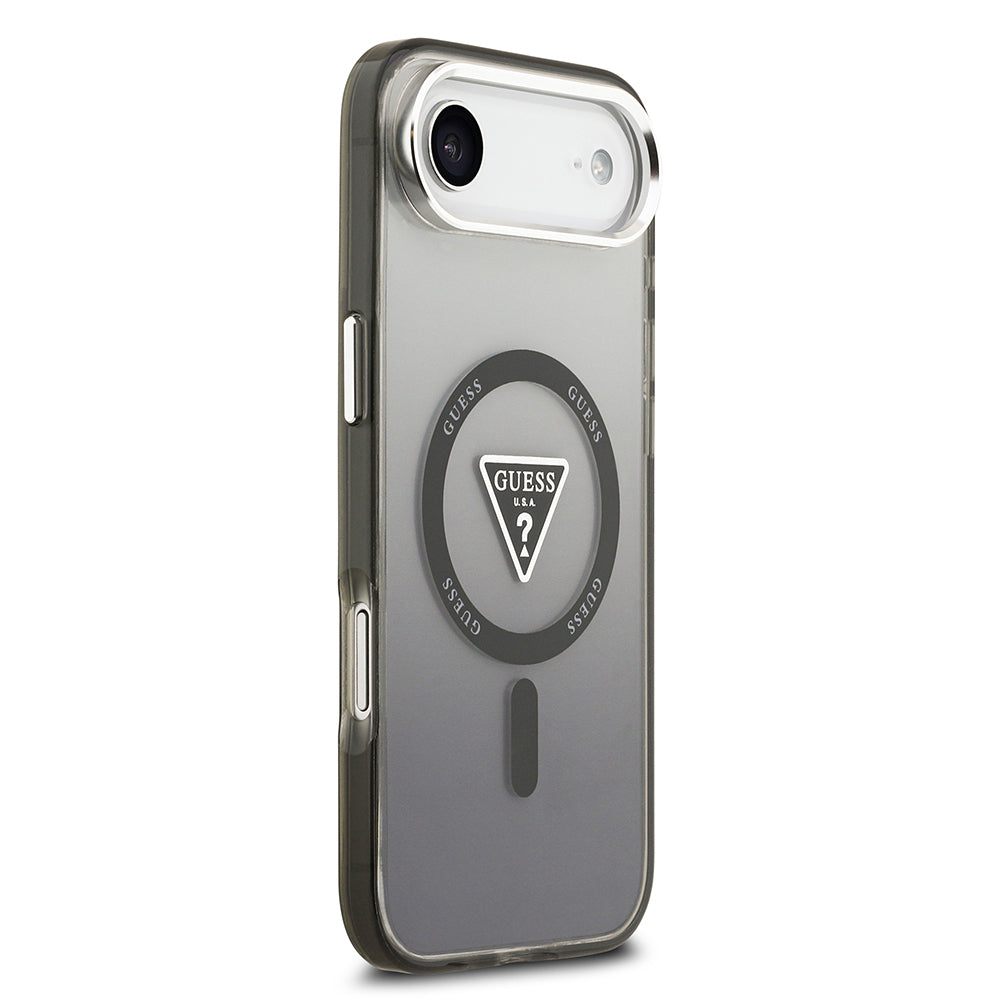 Apple iPhone 17 Air Kılıf Guess Orjinal Lisanslı M-safe Şarj Özellikli IML Baskılı Üçgen Logolu Metal Kamera Çerçeveli Kapak