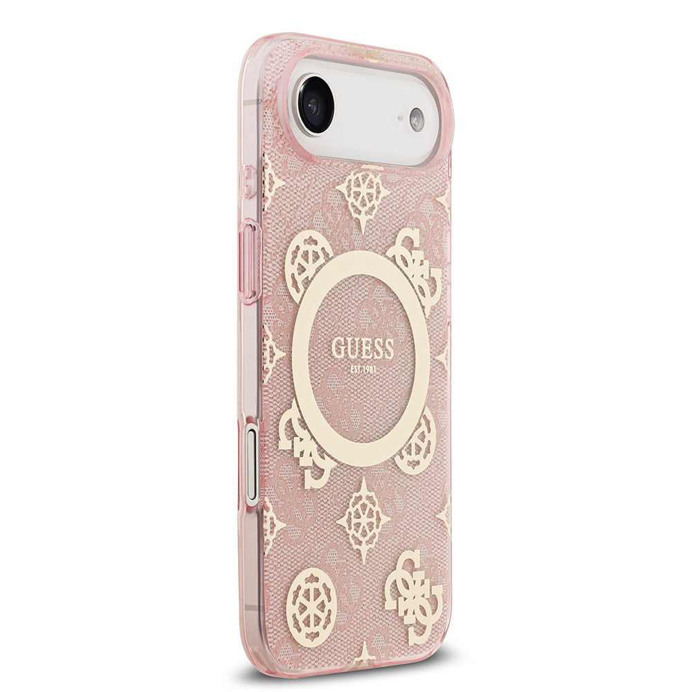 Apple iPhone 17 Air Kılıf Guess Orjinal Lisanslı M-safe Şarj Özellikli IML Peony ve 4G Desenli Klasik Logolu Kapak