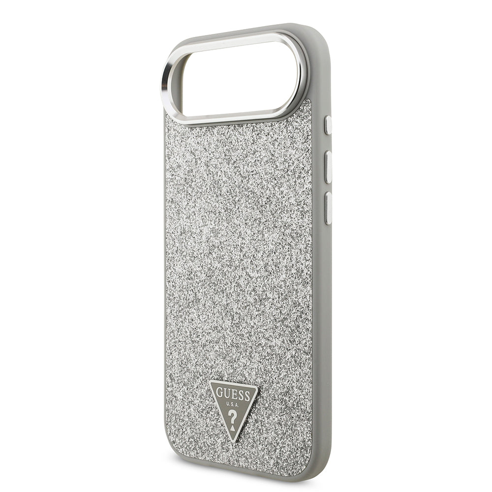 Apple iPhone 17 Air Kılıf Guess Orjinal Lisanslı M-safe Şarj Özellikli Metal Kamera Çerçeveli Üçgen Logolu Glitter Kapak