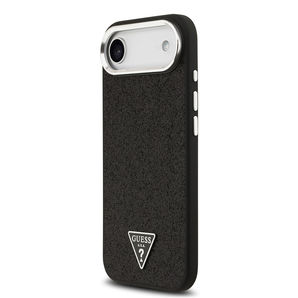 Apple iPhone 17 Air Kılıf Guess Orjinal Lisanslı M-safe Şarj Özellikli Metal Kamera Çerçeveli Üçgen Logolu Glitter Kapak
