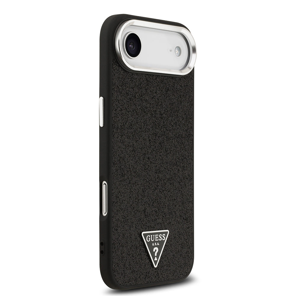 Apple iPhone 17 Air Kılıf Guess Orjinal Lisanslı M-safe Şarj Özellikli Metal Kamera Çerçeveli Üçgen Logolu Glitter Kapak