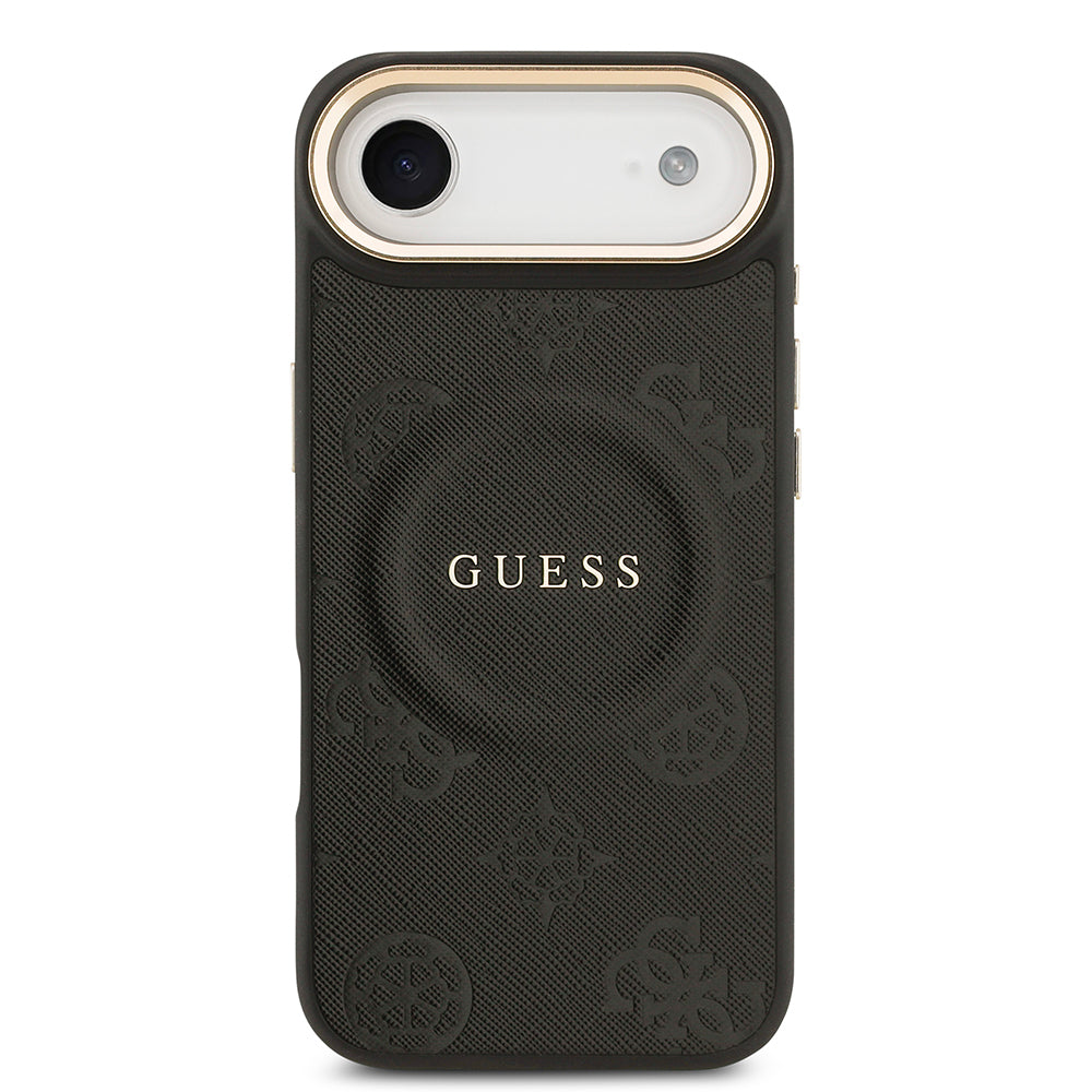 Apple iPhone 17 Air Kılıf Guess Orjinal Lisanslı M-safe Şarj Özellikli Sıcak Baskılı Yazı Logolu PU Deri Peony Kapak