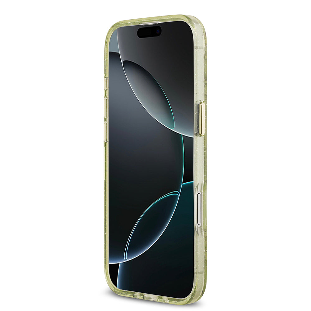 Apple iPhone 17 Air Kılıf Guess Orjinal Lisanslı M-safe Şarj Özellikli Simli Çiçek Desenli Metal Kamera Çerçeveli Üçgen Logolu Kapak