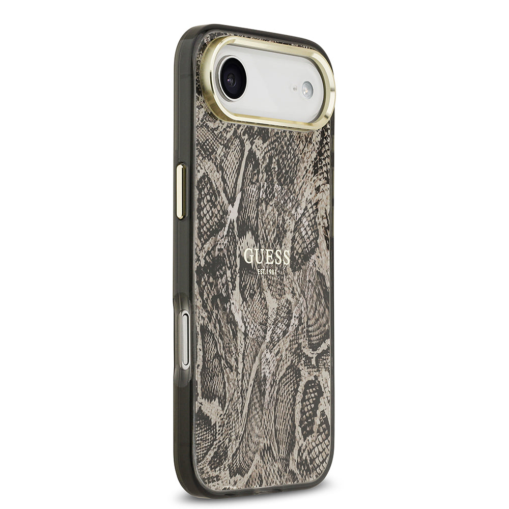 Apple iPhone 17 Air Kılıf Guess Orjinal Lisanslı M-safe Şarj Özellikli Yazı Logolu Python Desenli Kapak