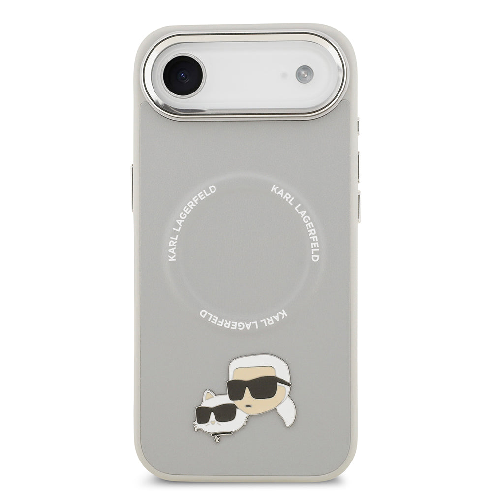 Apple iPhone 17 Air Kılıf Karl Lagerfeld Orjinal Lisanslı M-safe Şarj Özellikli Metal Kamera ve Buton Tasarımlı K&C PU Deri Kapak