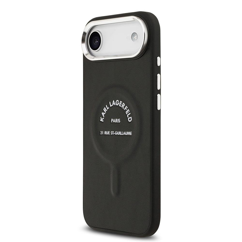 Apple iPhone 17 Air Kılıf Karl Lagerfeld Orjinal Lisanslı M-safe Şarj Özellikli Metal Kamera ve Buton Tasarımlı Paris RSG PU Deri Kapak