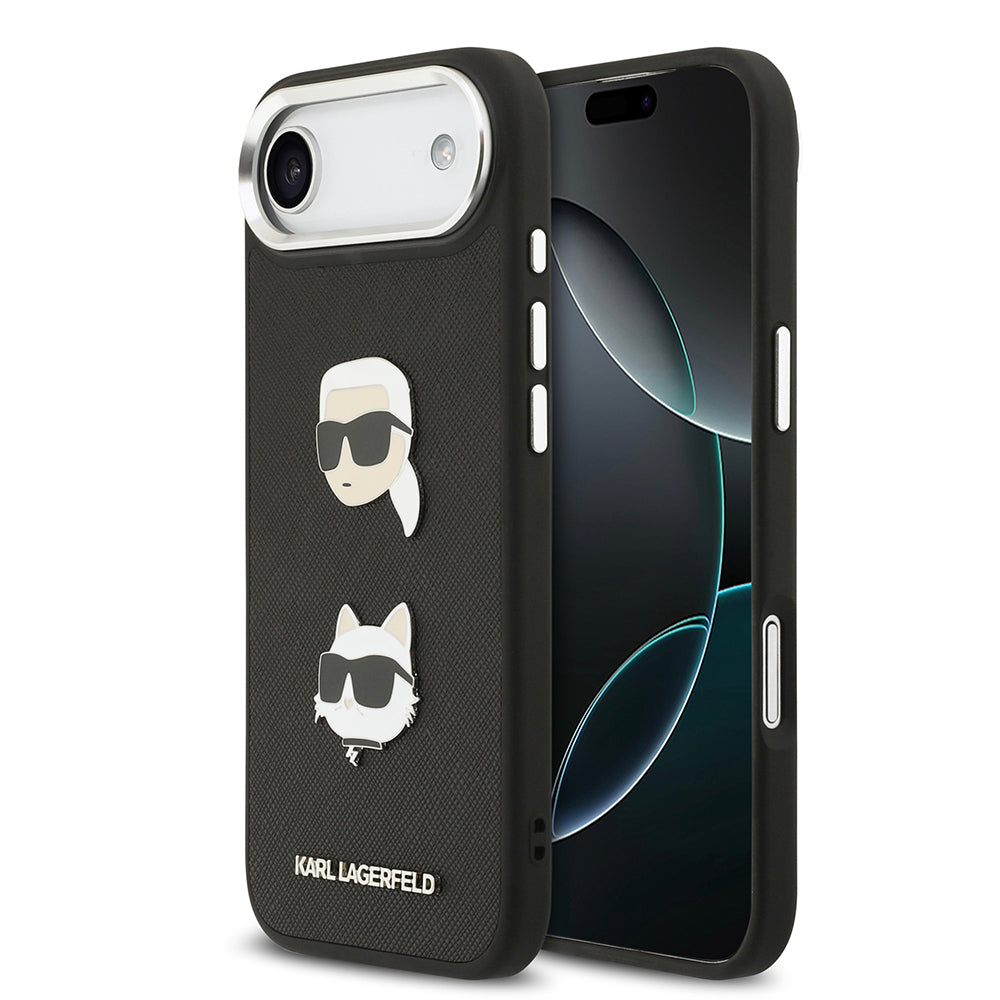 Apple iPhone 17 Air Kılıf Karl Lagerfeld Orjinal Lisanslı Metal Logolu K&C Heads Pin Kapak