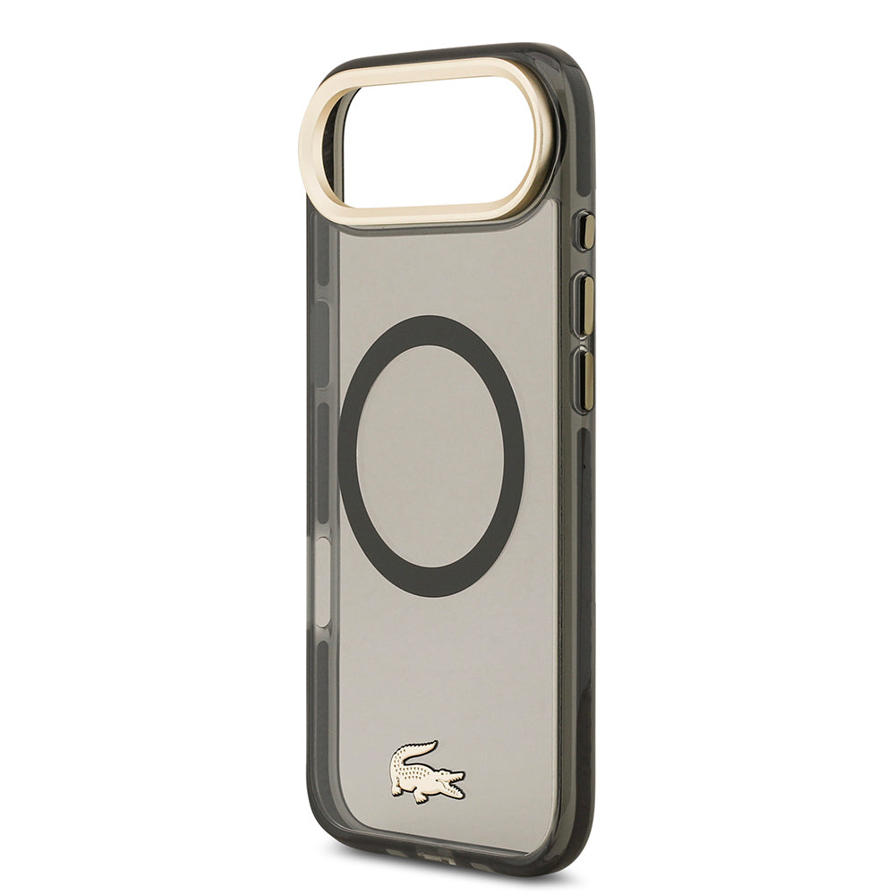 Apple iPhone 17 Air Kılıf Lacoste Orjinal Lisanslı M-safe Şarj Özellikli Gold Timsah Logolu Buzlu Kapak