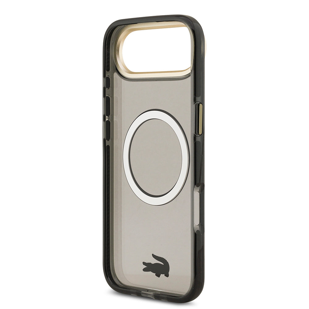 Apple iPhone 17 Air Kılıf Lacoste Orjinal Lisanslı M-safe Şarj Özellikli Gold Timsah Logolu Buzlu Kapak