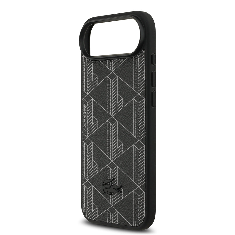 Apple iPhone 17 Air Kılıf Lacoste Orjinal Lisanslı M-safe Şarj Özellikli PU Deri Tasarımlı Kartlıklı Karışık Monogram Desenli Kapak